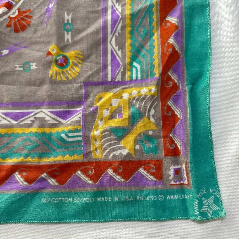 VTG Southwestern Bandana Wamcraft USA Desert Boho‎ Coastal Cowgirl Americana - Picture 2 of 5